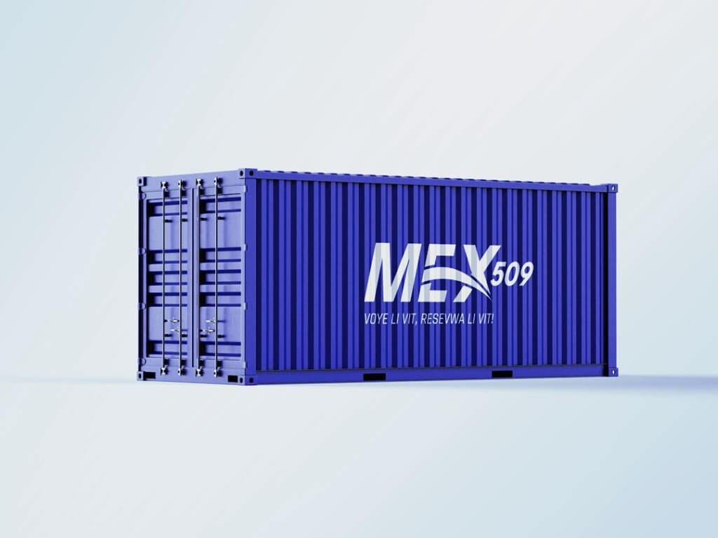 MEX509 branded shipping container — Voye li vit, resevwa li vit